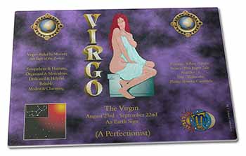 Large Glass Cutting Chopping Board Virgo Star Sign Birthday Gift