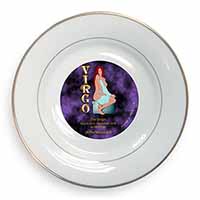 Virgo Star Sign Birthday Gift Gold Rim Plate Printed Full Colour in Gift Box