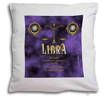 Libra Star Sign of the Zodiac Soft White Velvet Feel Scatter Cushion