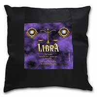 Libra Star Sign of the Zodiac Black Satin Feel Scatter Cushion