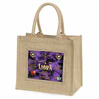 Libra Star Sign of the Zodiac Large Natural Jute Shopping Bag