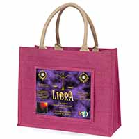 Libra Star Sign of the Zodiac Large Pink Jute Shopping Bag