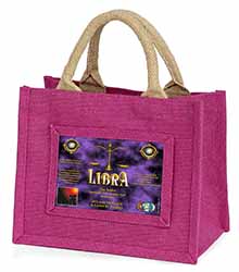 Libra Star Sign of the Zodiac Little Girls Small Pink Jute Shopping Bag