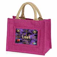 Libra Star Sign of the Zodiac Little Girls Small Pink Jute Shopping Bag