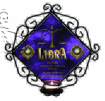 Libra Star Sign of the Zodiac Wrought Iron Wall Art Candle Holder