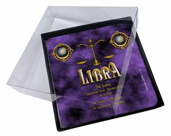 4x Libra Star Sign of the Zodiac Picture Table Coasters Set in Gift Box