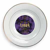 Libra Star Sign of the Zodiac Gold Rim Plate Printed Full Colour in Gift Box
