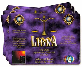 Libra Star Sign of the Zodiac Picture Placemats in Gift Box