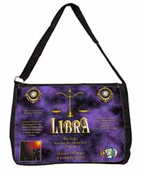 Libra Star Sign of the Zodiac Large Black Laptop Shoulder Bag School/College