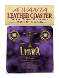 Libra Star Sign of the Zodiac Single Leather Photo Coaster