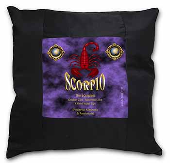 Scorpio Star Sign of the Zodiac Black Satin Feel Scatter Cushion