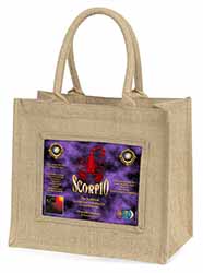 Scorpio Star Sign of the Zodiac Natural/Beige Jute Large Shopping Bag