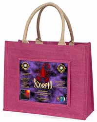 Scorpio Star Sign of the Zodiac Large Pink Jute Shopping Bag