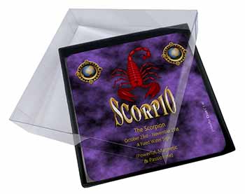 4x Scorpio Star Sign of the Zodiac Picture Table Coasters Set in Gift Box