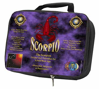Scorpio Star Sign of the Zodiac Black Insulated School Lunch Box/Picnic Bag