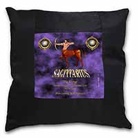 Sagittarius Star Sign of the Zodiac Black Satin Feel Scatter Cushion