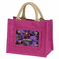 Sagittarius Star Sign of the Zodiac Little Girls Small Pink Jute Shopping Bag