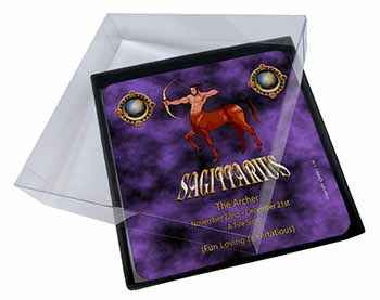 4x Sagittarius Star Sign of the Zodiac Picture Table Coasters Set in Gift Box