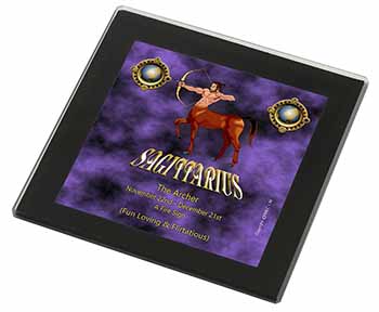 Sagittarius Star Sign of the Zodiac Black Rim High Quality Glass Coaster