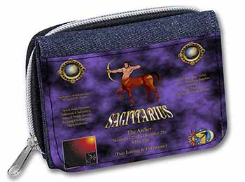 Sagittarius Star Sign of the Zodiac Unisex Denim Purse Wallet