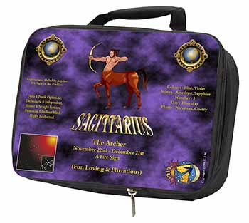 Sagittarius Star Sign of the Zodiac Black Insulated School Lunch Box/Picnic Bag