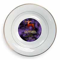 Sagittarius Star Sign of the Zodiac Gold Rim Plate Printed Full Colour in Gift B