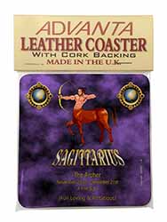 Sagittarius Star Sign of the Zodiac Single Leather Photo Coaster