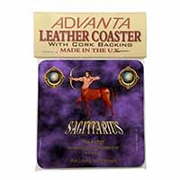 Sagittarius Star Sign of the Zodiac Single Leather Photo Coaster, Printed Full Colour  - Advanta Group®