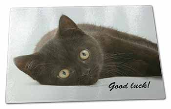 Large Glass Cutting Chopping Board Black Cat 