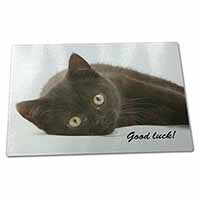 Large Glass Cutting Chopping Board Black Cat 