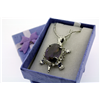 Purple Amethyst Turtle Necklace on 18" Rhodium Plate Neck Chain